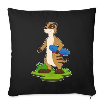 Meerkat Skater Skateboard - Sofa pillowcase 17,3'' x 17,3'' (45 x 45 cm) - black - Front