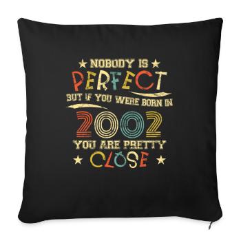 2002 Anniversaire Vintage Personne n’est parfait - Housse de coussin décorative 45 x 45 cm - noir - Devant