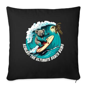 Beach Bums Koala has fun surfing - Sofa pillowcase 17,3'' x 17,3'' (45 x 45 cm) - black - Front