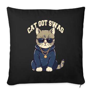 Vous avez Swag Cat avec des lunettes de soleil - Housse de coussin décorative 45 x 45 cm - noir - Devant