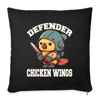 Poussin en armure de chevalier ailes de poulet - Housse de coussin décorative 45 x 45 cm - noir - Devant