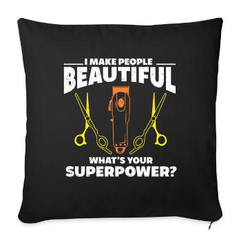 Drôle de coiffeur Cadeau Styliste Coiffeur - Housse de coussin décorative 45 x 45 cm - noir - Devant
