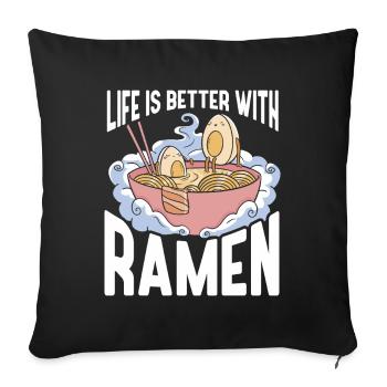Ramen Cadeau Soupe de nouilles japonaises Ramen - Housse de coussin décorative 45 x 45 cm - noir - Devant
