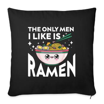 Ramen Cadeau Soupe de nouilles japonaises Ramen - Housse de coussin décorative 45 x 45 cm - noir - Devant