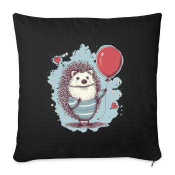 Hérisson mignon avec ballon - Housse de coussin décorative 45 x 45 cm - noir - Devant