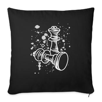 Chess pieces drawing - Sofa pillowcase 17,3'' x 17,3'' (45 x 45 cm) - black - Front