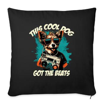 dog with boombox and lettering - Sofa pillowcase 17,3'' x 17,3'' (45 x 45 cm) - black - Front