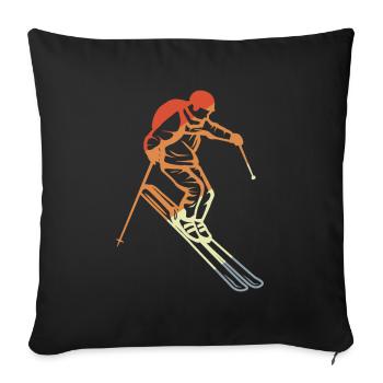 Vintage Skiläufer - Sofakissenbezug 45 x 45 cm - Schwarz - Vorne
