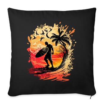 Lässiger Surfer im Mondschein unter Palmen - Sofakissenbezug 45 x 45 cm - Schwarz - Vorne