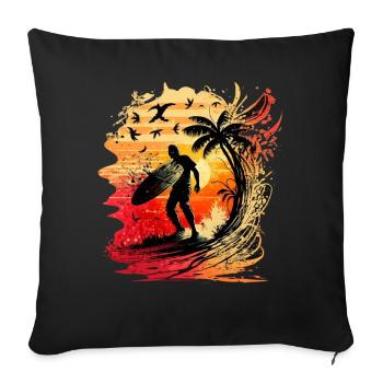 Surfeur cool à la première lumière du matin - Housse de coussin décorative 45 x 45 cm - noir - Devant