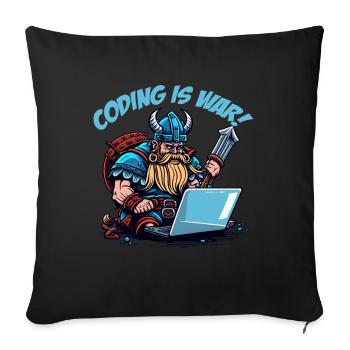« Le codage, c’est la guerre » Vikings - Housse de coussin décorative 45 x 45 cm - noir - Devant