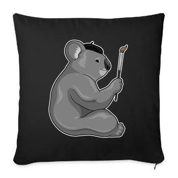 Koala Painter Brush Painting - Sofa pillowcase 17,3'' x 17,3'' (45 x 45 cm) - black - Front