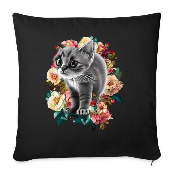 Katze - Sofakissenbezug 45 x 45 cm - Schwarz - Vorne