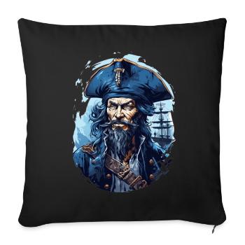 Pirate Skull Jolly Roger Costume Cadeau - Housse de coussin décorative 45 x 45 cm - noir - Devant