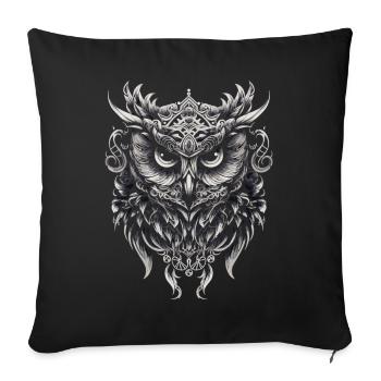 Cute owl with big eyes - Sofa pillowcase 17,3'' x 17,3'' (45 x 45 cm) - black - Front