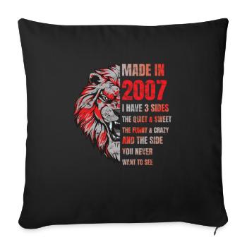 2007 Birthday Lion made in - Housse de coussin décorative 45 x 45 cm - noir - Devant