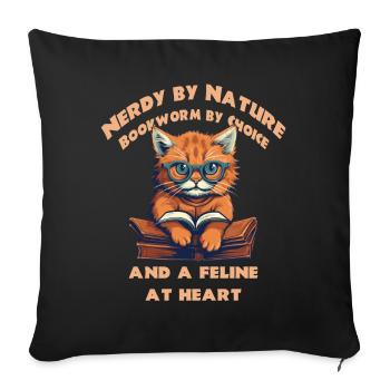 Chat avec livre - Housse de coussin décorative 45 x 45 cm - noir - Devant