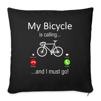 My Bicycle is Calling and I must Go - Sofa pillowcase 17,3'' x 17,3'' (45 x 45 cm) - black - Front