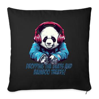 Panda DJ - Sofakissenbezug 45 x 45 cm - Schwarz - Vorne