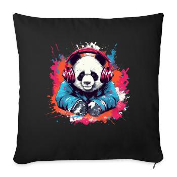 Panda als Dj - Sofakissenbezug 45 x 45 cm - Schwarz - Vorne