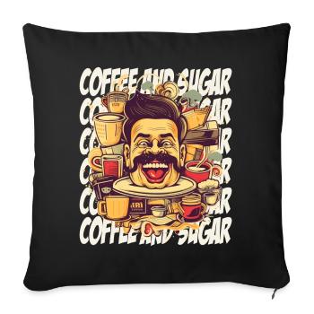 Crazy about coffee with lettering - Sofa pillowcase 17,3'' x 17,3'' (45 x 45 cm) - black - Front