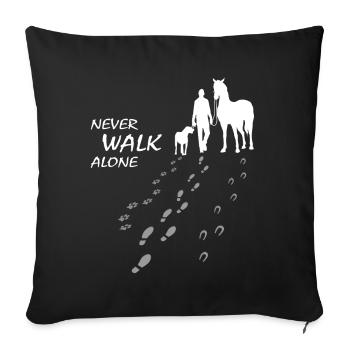 Never walk alone - Hund Pferd Reiter, Backprint - Sofakissenbezug 45 x 45 cm - Schwarz - Vorne