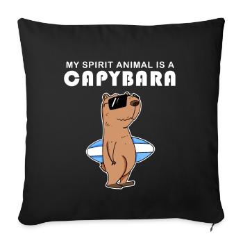 Capybara Wasserschwein Capybaras - Housse de coussin décorative 45 x 45 cm - noir - Devant