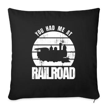 You had me at railroad - Sofa pillowcase 17,3'' x 17,3'' (45 x 45 cm) - black - Front
