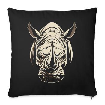 Rhino Africa Animal Motif Wildlife Animal Safari - Sofa pillowcase 17,3'' x 17,3'' (45 x 45 cm) - black - Front