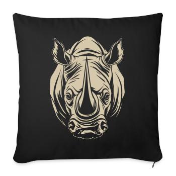 Rhino Africa Animal Motif Wildlife Animal Safari - Sofa pillowcase 17,3'' x 17,3'' (45 x 45 cm) - black - Front
