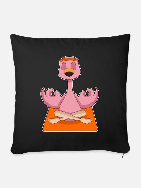 Flamingo Yoga Fitness Meditation - Sofakissenbezug 45 x 45 cm - Schwarz