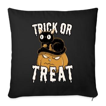 Trick or Treat Halloween Schwarze Katze mit Kürbis - Sofakissenbezug 45 x 45 cm - Schwarz - Vorne