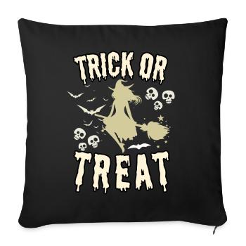 Halloween Trick or Treat with Witch and Skull - Sofa pillowcase 17,3'' x 17,3'' (45 x 45 cm) - black - Front