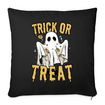 Trick or Treat Halloween Ghost avec des bonbons - Housse de coussin décorative 45 x 45 cm - noir - Devant