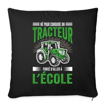 Idée Cadeau Tracteur Fermier Agriculteur Drôle - Housse de coussin décorative 45 x 45 cm - noir - Devant