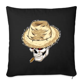 Totenkopf Landwirt Weizen Bauernhof - Sofakissenbezug 45 x 45 cm - Schwarz - Vorne