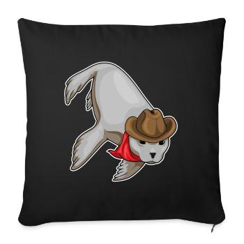 Chapeau de cowboy de phoque - Housse de coussin décorative 45 x 45 cm - noir - Devant