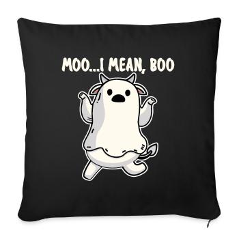 Meugler... I Mean Boo: Costume fantôme d’Halloween de vache mignonne - Housse de coussin décorative 45 x 45 cm - noir - Devant