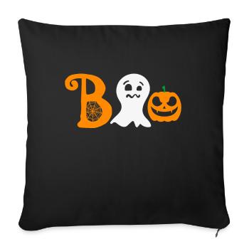 Funny Halloween "Boo" with pumpkin and ghost - Sofa pillowcase 17,3'' x 17,3'' (45 x 45 cm) - black - Front