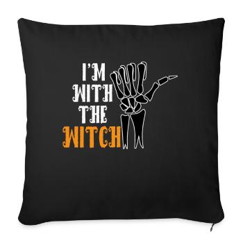 Funny Halloween Skeleton Hand - I'm With The Witch - Sofa pillowcase 17,3'' x 17,3'' (45 x 45 cm) - black - Front