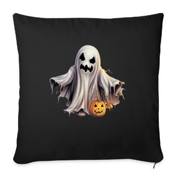 Fantôme cool avec citrouille: Joyeux Halloween! - Housse de coussin décorative 45 x 45 cm - noir - Devant