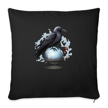 Corbeau d’Halloween mystique et magique sur balle - Housse de coussin décorative 45 x 45 cm - noir - Devant