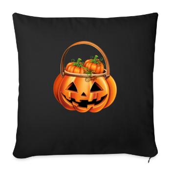 Scary pumpkin with candy for Halloween - Sofa pillowcase 17,3'' x 17,3'' (45 x 45 cm) - black - Front