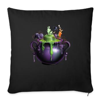 Design effrayant d’Halloween Chaudron de sorcière effrayant - Housse de coussin décorative 45 x 45 cm - noir - Devant