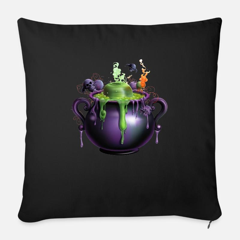 Gruseliges Halloween-Design Schauriger Hexenkessel - Sofakissenbezug 45 x 45 cm - Schwarz