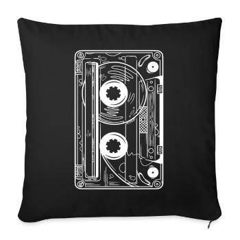 Cassette des années 90 fête des années 80 Bande de musique rétro - Housse de coussin décorative 45 x 45 cm - noir - Devant