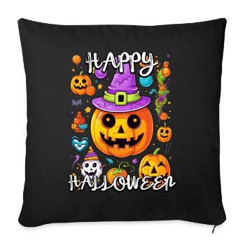 Enchanting pumpkin with witch hat for Halloween - Sofa pillowcase 17,3'' x 17,3'' (45 x 45 cm) - black - Front