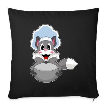 Cat Cook Cooking Pot Cooking - Sofa pillowcase 17,3'' x 17,3'' (45 x 45 cm) - black - Front