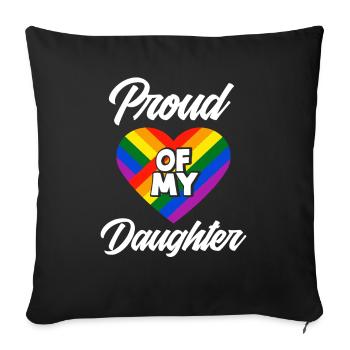 Fière du drapeau arc-en-ciel LGBTQ de ma fille - Housse de coussin décorative 45 x 45 cm - noir - Devant