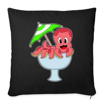 Krake Geburtstag Partyschirmchen - Sofakissenbezug 45 x 45 cm - Schwarz - Vorne